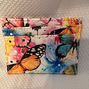 Colorful Butterfly Print Card Holder Whimsical Spring Design